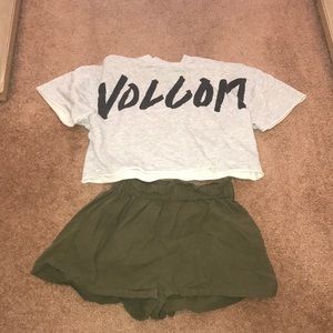 Shein dark green shorts small/ volcom cropped xs